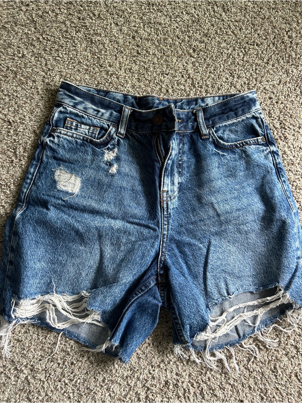 Splash Ripped Blue Denim Jean Shorts - Picture 2 of 4